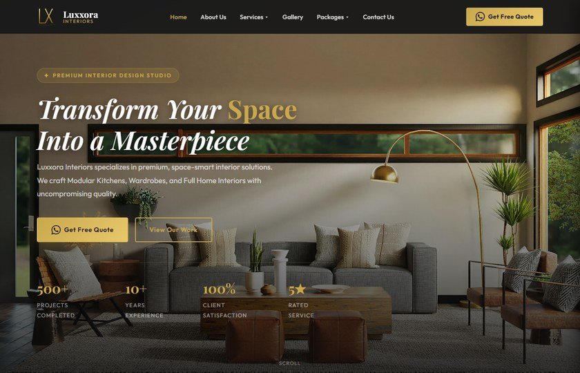 Luxxora Interiors — Website design · WordPress project by Advix Global Solutions